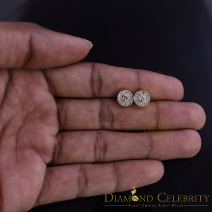 DiamondCelebritees Real 10k Yellow Gold Round Stud 0.50ct Earrings with Real Diamonds