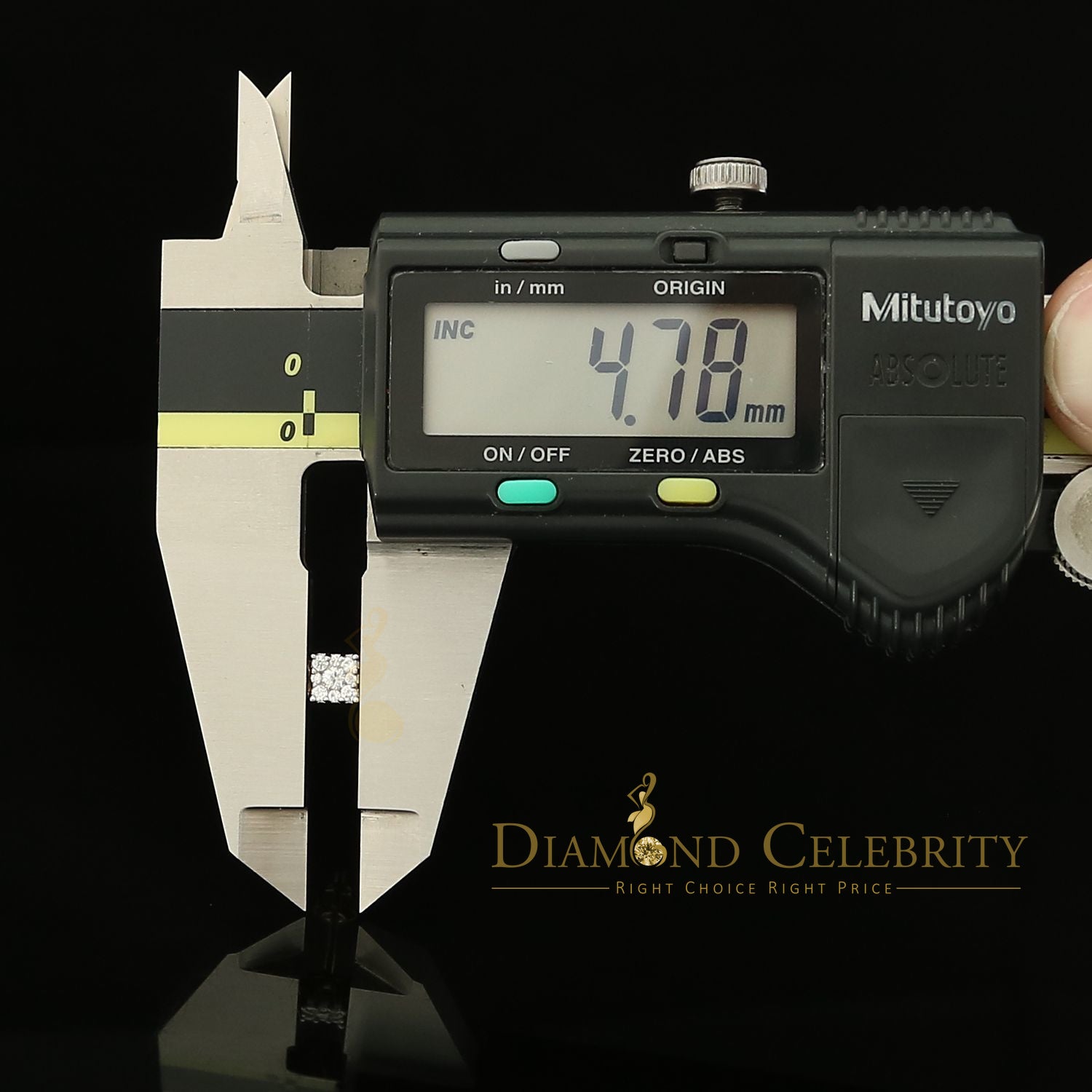 DiamondCelebritees  0.55ct Cubic Zirconia Hip Hop 925 Yellow Silver Women's & Men's Square Earrings