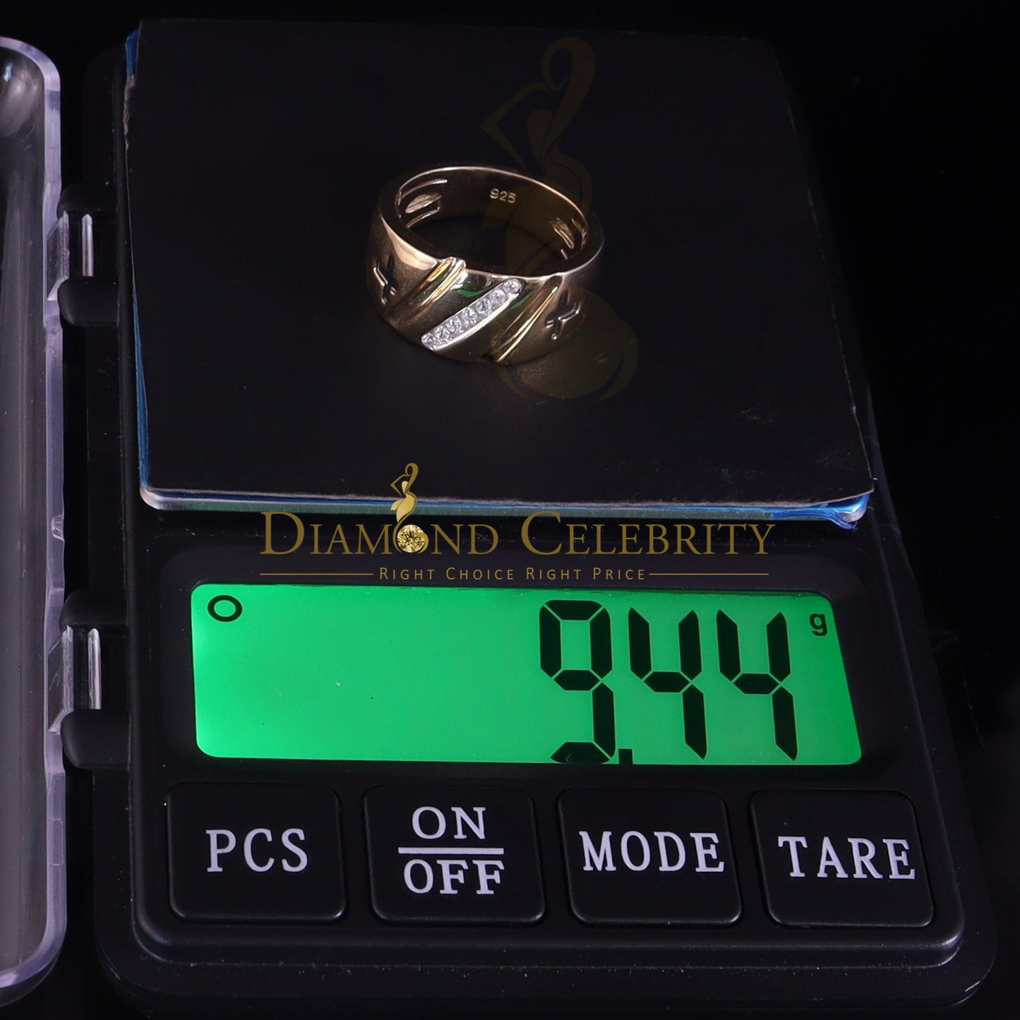 DiamondCelebritees 0.14 ct Sterling Yellow Silver Round 925 CZ Men Rings Engagement Size 9.00