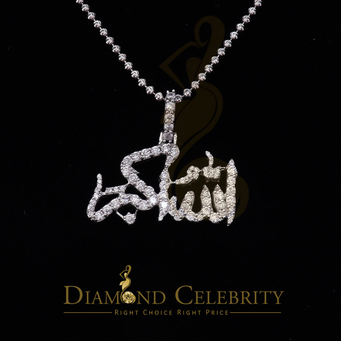 DiamondCelebritees White 925 Sterling Silver with allah-hu-Akbar Pendant 5.70ct Cubic Zirconia