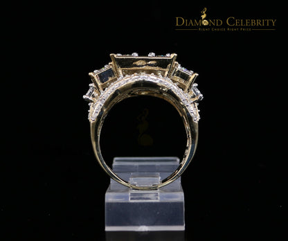 DiamondCelebritees 925 Sterling Yellow Silver 7.76ct Cubic Zirconia Square Engagement Women's Ring Size 9