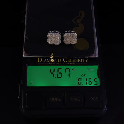 Diamondcelebritees New1.00ct 925 Sterling Silver Moissanite Clover Stud Earrings For Men & Women