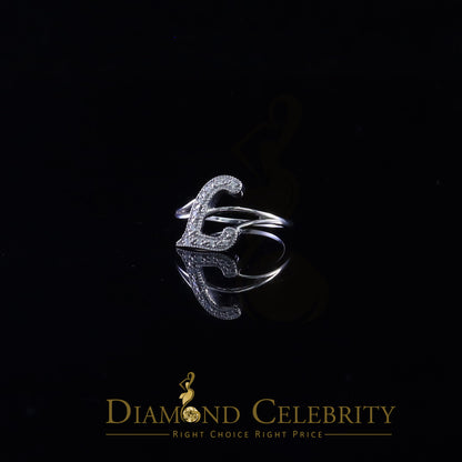 DiamondCelebritees Cubic Zirconia 0.10ct Alphabet L Women's And White Silver Ring Size 7