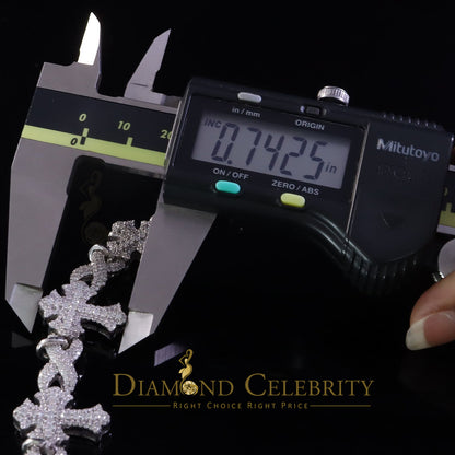 Diamondcelebritees  925 D'Moissanite Silver 8.00CT White Victoria Cross Infinity Bracelet Men/Women