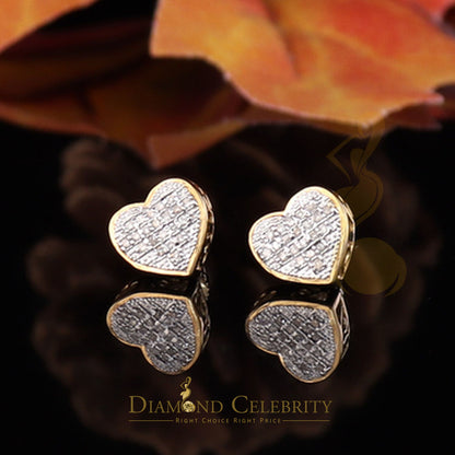 DiamondCelebritees Micro Pave Heart 925 Yellow Silver 0.10ct Real Diamond Women's /Men's Earring