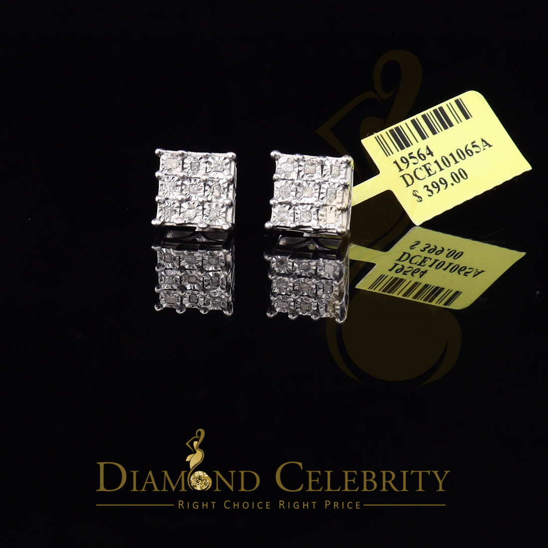 DiamondCelebritees 0.15ct Diamond Hip Hop Women's & Men's Stud Earrings 925 White Sterling Silver