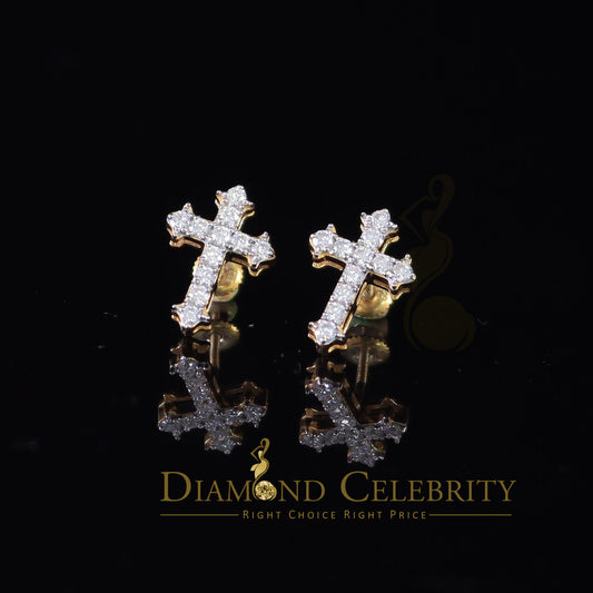 DiamondCelebritees 1.00ct Moissanite Yellow 925 Sterling Silver Women's Cross Earrings