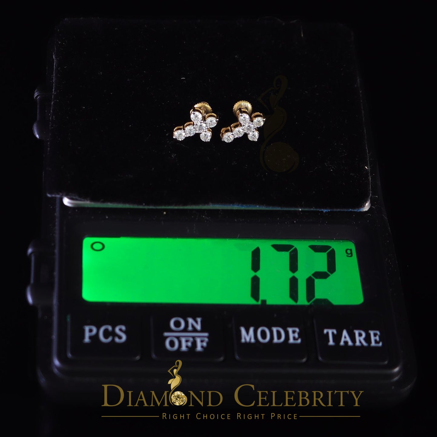 DiamondCelebritees 1.00ct Moissanite Yellow 925 Sterling Silver Women's Cross Earrings