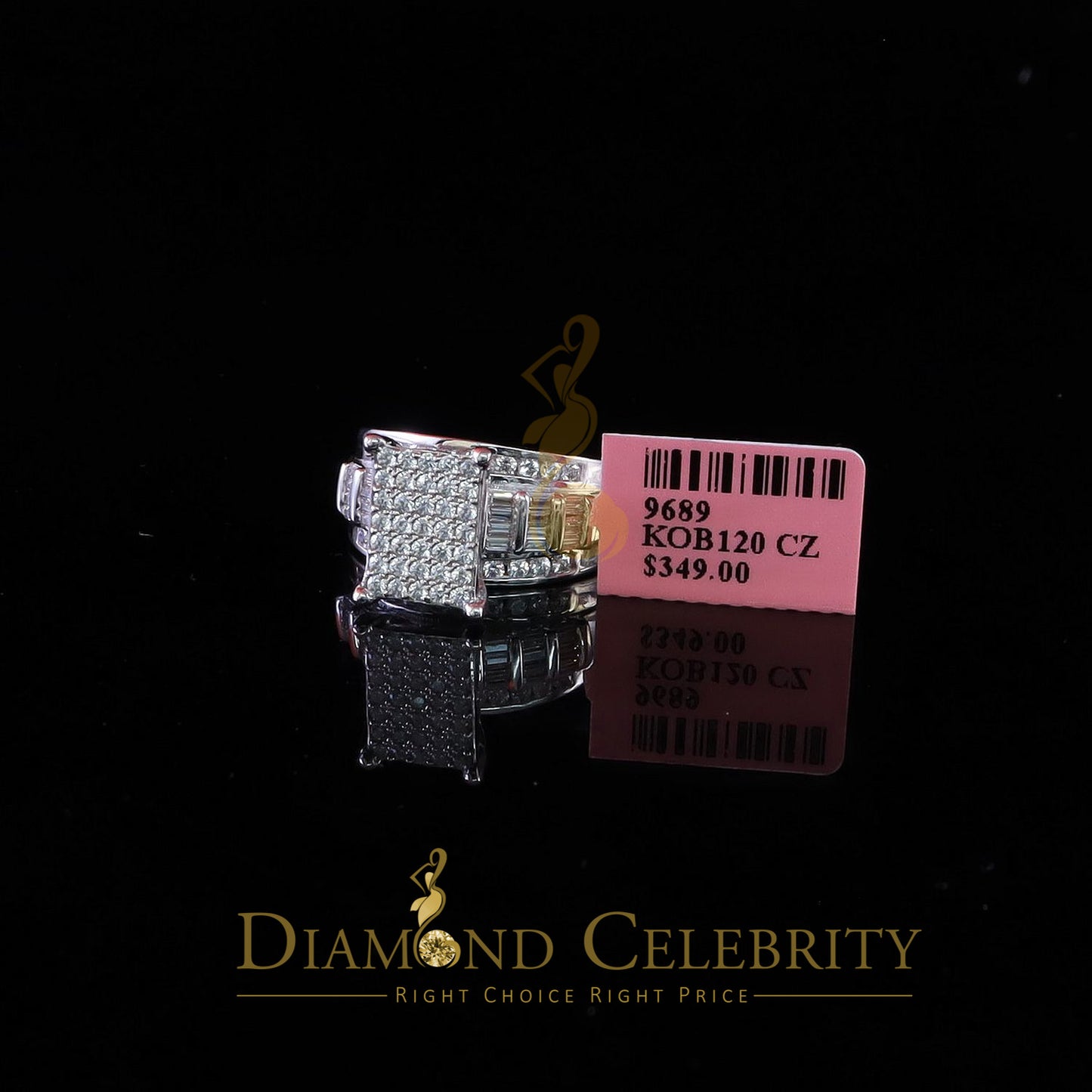 DiamondCelebritees 2.25ct Cubic Zirconia 925 White Silver Cinderella Engagement Women's Ring Size 8