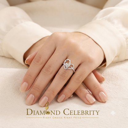 DiamondCelebritees Real Diamond 0.05ct 925 Sterling White Silver Heart Engagement Womens Ring SZ 7
