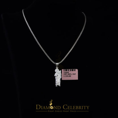 DiamondCelebritees 925 Sterling Silver Men's/Women's Saint Jude Figure Pendant White Religious