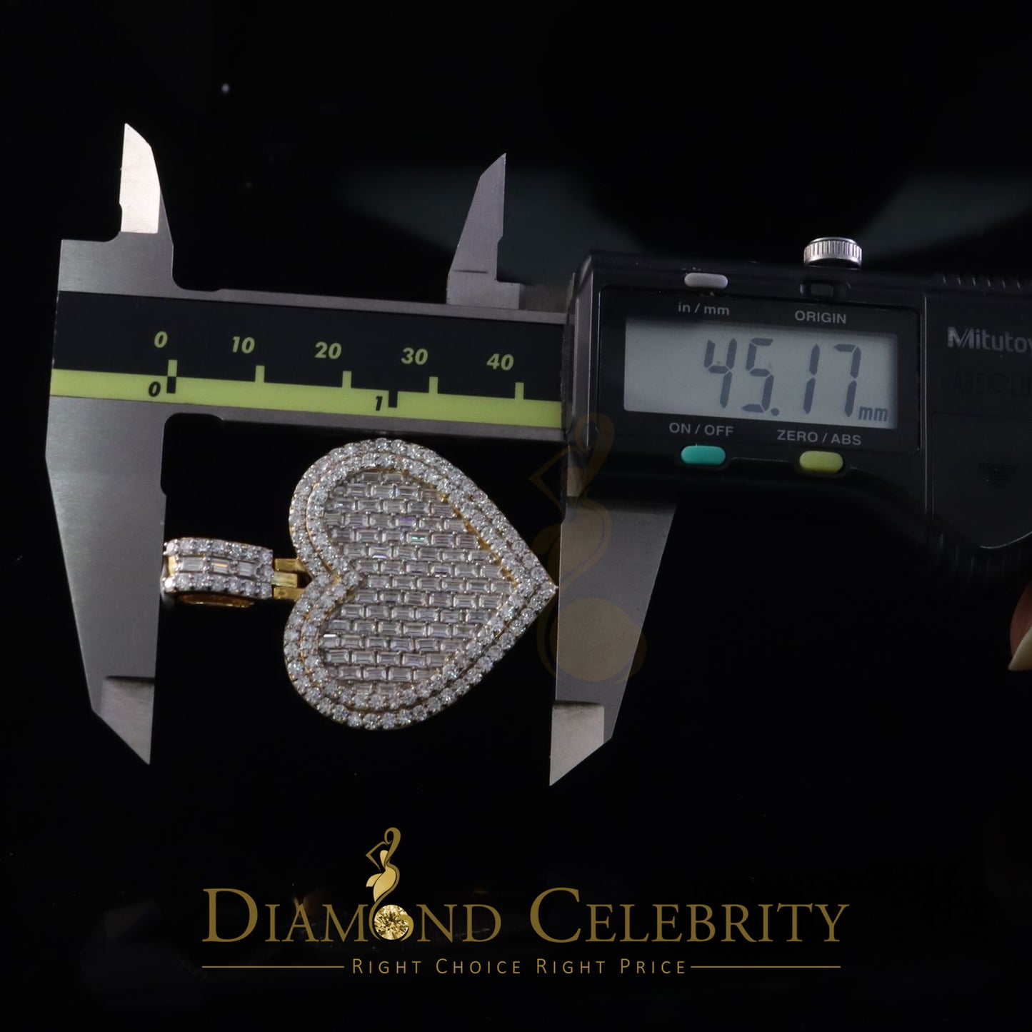 Diamondcelebritees Baguette Heart Pendant for Women's 7.50ct VVS D Clr Moissanite 925Yellow Silver