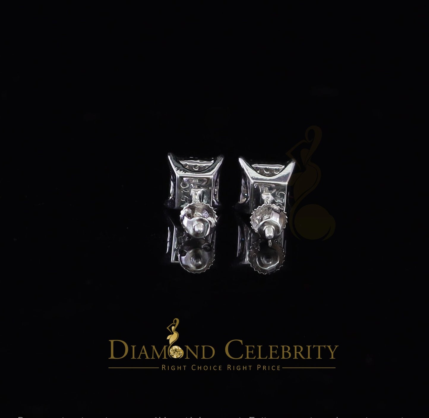 DiamondCelebritees  White 925 Silver Screw Back 0.50ct Cubic Zirconia Square Women Stud Earrings