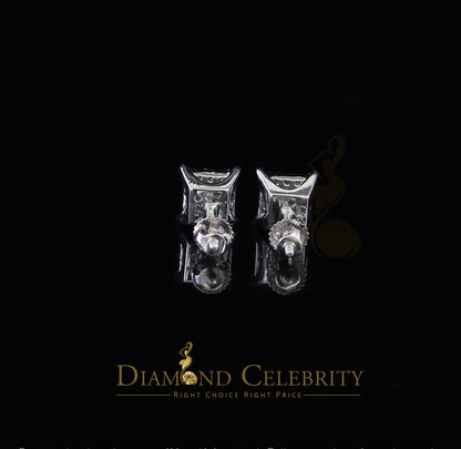 DiamondCelebritees  White 925 Silver Screw Back 0.50ct Cubic Zirconia Square Women Stud Earrings