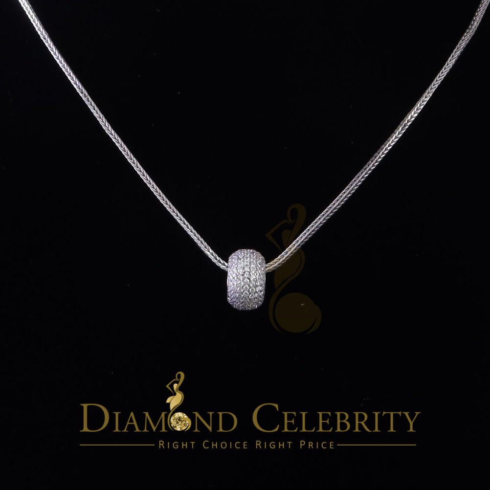 DiamondCelebritees Women's Fancy White Big 925 Sterling Silver Slide Ball Pendant W/ Cubic Zirconia