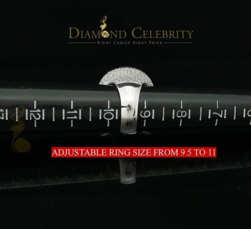 DiamondCelebritees White Sterling Silver11.50ct Cubic Zirconia Men's Adjustable Ring From SZ 9 to11