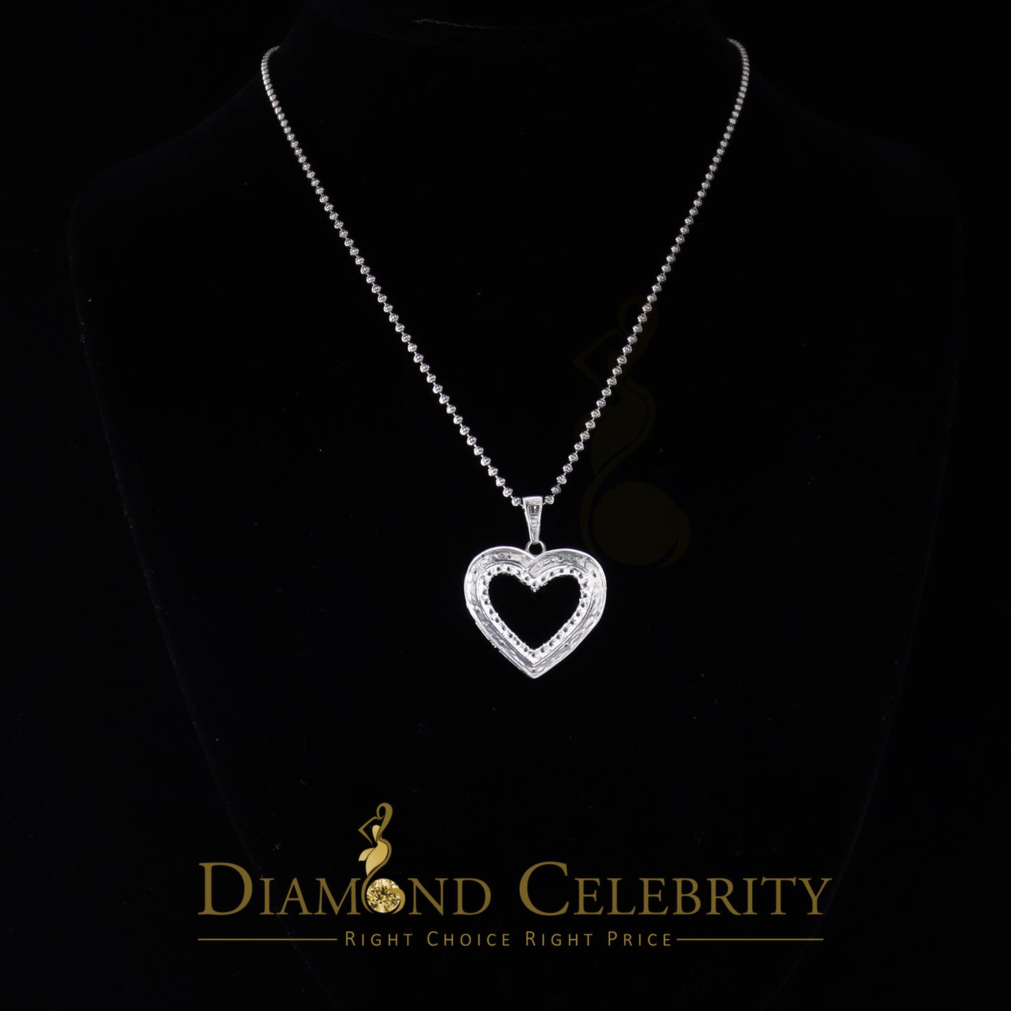 DiamondCelebritees  Real 0.10ct Diamond Sterling Silver HEART White Charm Fashion Necklace Pendant