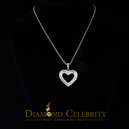 DiamondCelebritees  Real 0.10ct Diamond Sterling Silver HEART White Charm Fashion Necklace Pendant