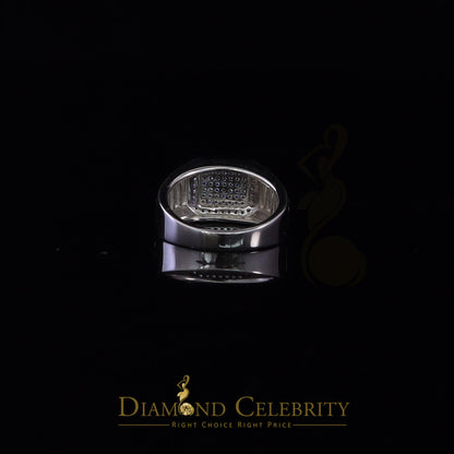 DiamondCelebritees 925 White Silver 0.75ct Cubic Zirconia Square Engagement Men's Ring Size 10