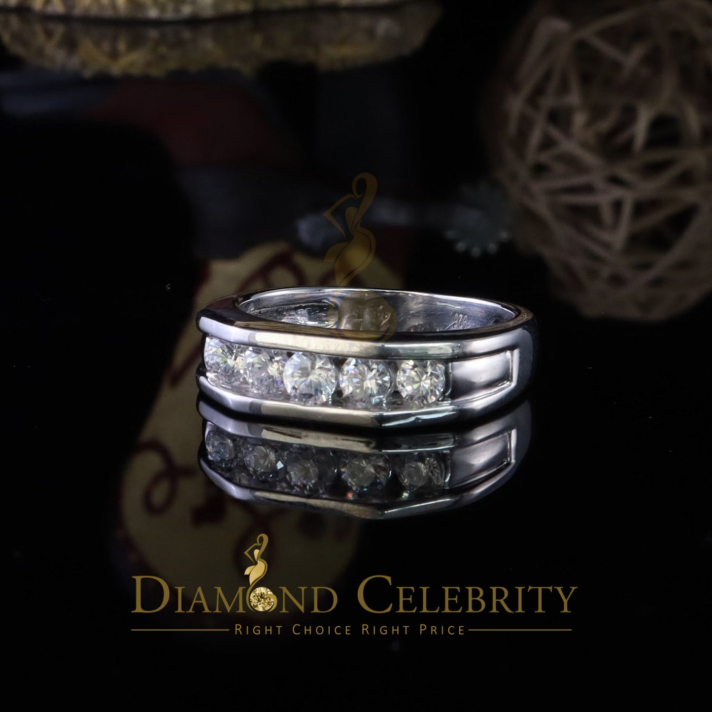 DiamondCelebritees  Sterling Silver 925 White 1.0ct Cubic Zirconia Men's Ring Size 11