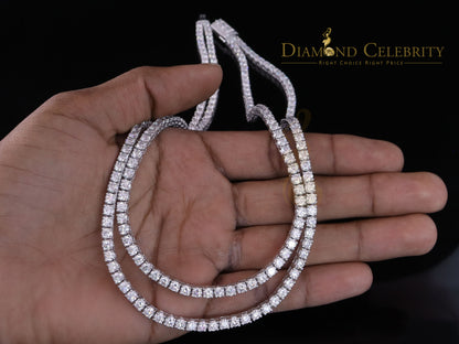 DiamondCelebritees Tennis Men's Necklace 925 Silver White 55ct Moissanite size 22inch & Width 4mm