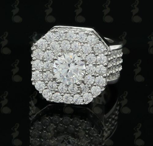 DiamondCelebritees 925 SilverJewelry White 16.0ct Cubic Zirconia Wide Octagon Men's Ring Size 9.5