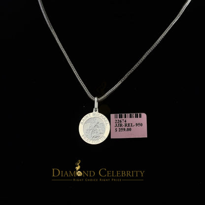 DiamondCelebritees 925 Sterling Silver White Religious Men's/Women's Saint Michael Pendant