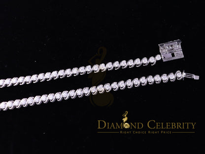 DiamondCelebritees 925 Silver White 20ct Moissanite Tennis Men's Necklace size 21.5 inch & Widt 6mm