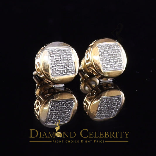 DiamondCelebritees 0.15ct Real Diamond 925 Sterling Silver Yellow For Women's & Men's Round Earring