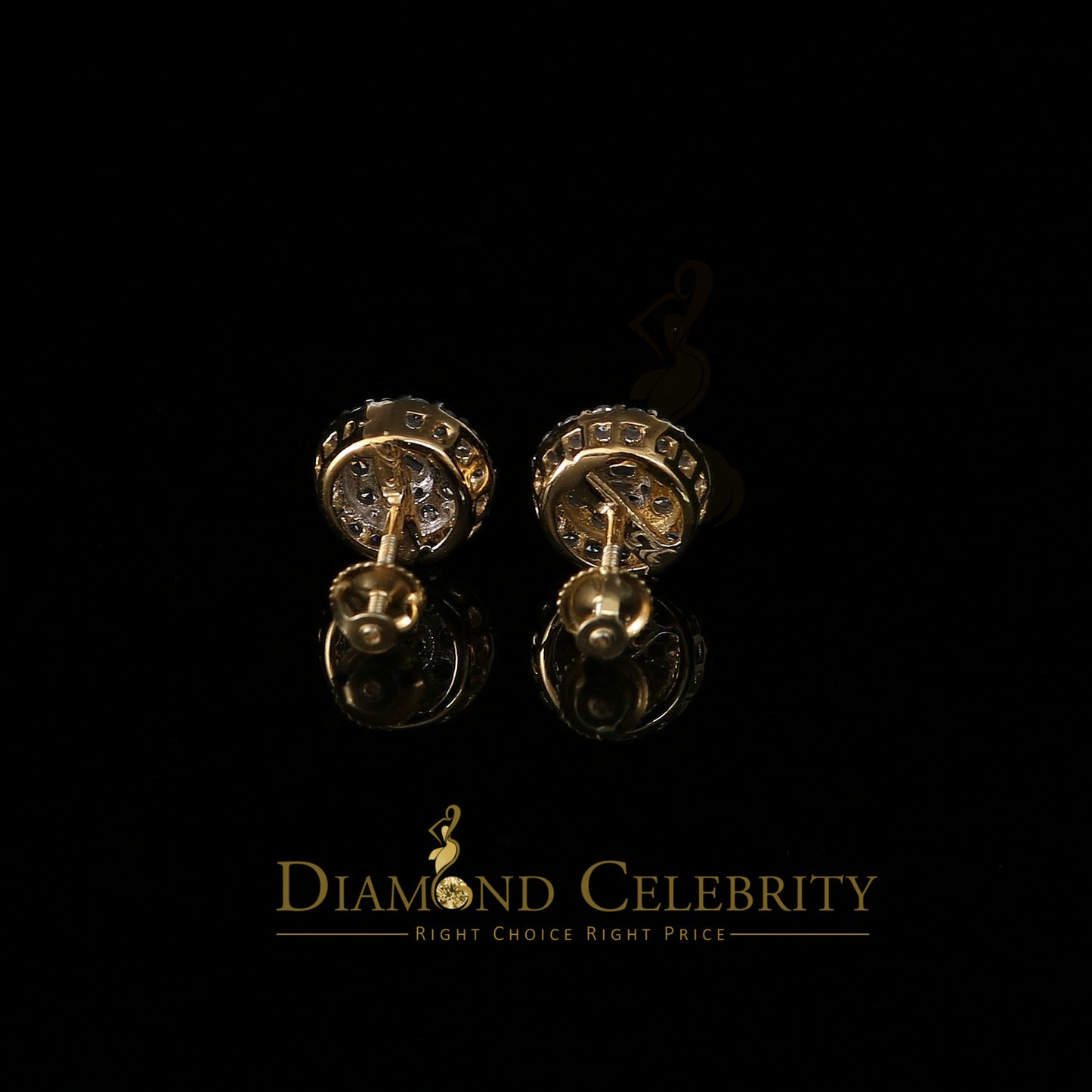 DiamondCelebritees  925 Yellow Sterling Silver 1.86ct Cubic Zirconia Round Women's Stud Earrings