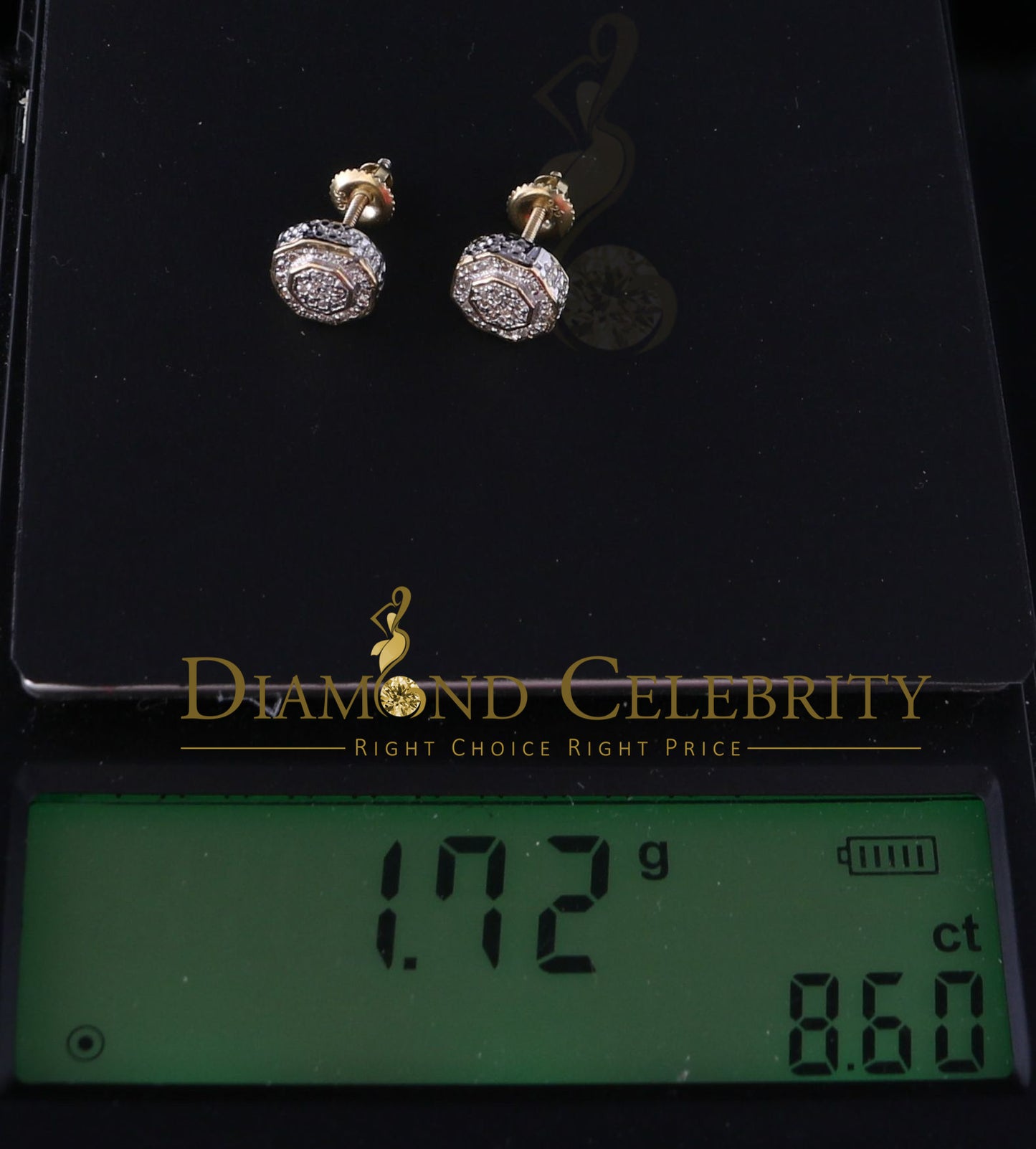 DiamondCelebritees Women's Stud In 925 Yellow Sterling Silver 0.10ct Diamond Stud Men's Earrings