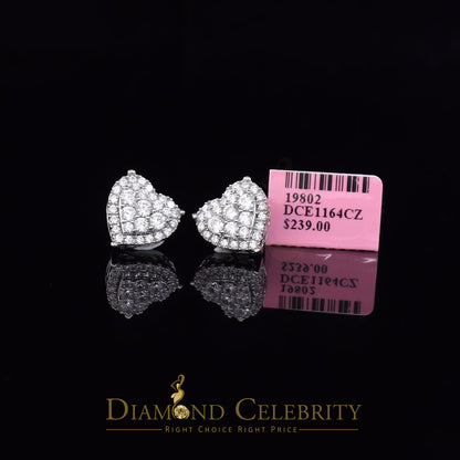 DiamondCelebritees  925 White Sterling Silver 2.68ct Cubic Zirconia Heart Women's Stud Earrings
