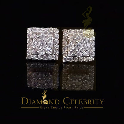 DiamondCelebritees  925 Yellow Starling Silver 0.74ct Cubic Zirconia Square Women's / Men's Earrings