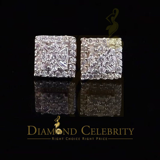 DiamondCelebritees  925 Yellow Starling Silver 0.74ct Cubic Zirconia Square Women's / Men's Earrings