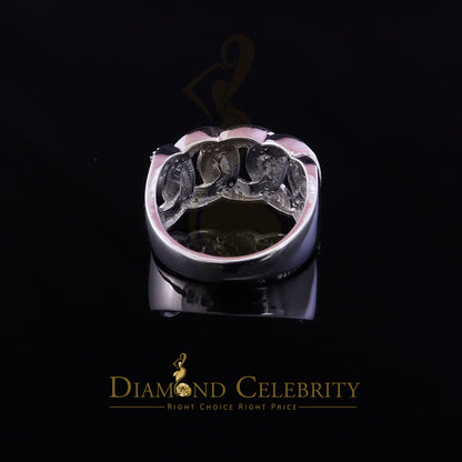 DiamondCelebritees 0.85ct Cubic Zirconia Stone White 925 Sterling Silver Cuban Men's Ring Size 10