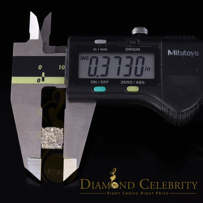 King of Blings-Micro Pave Yellow 925 Silver 0.20ct Real Diamond Men & Women Square Earrings