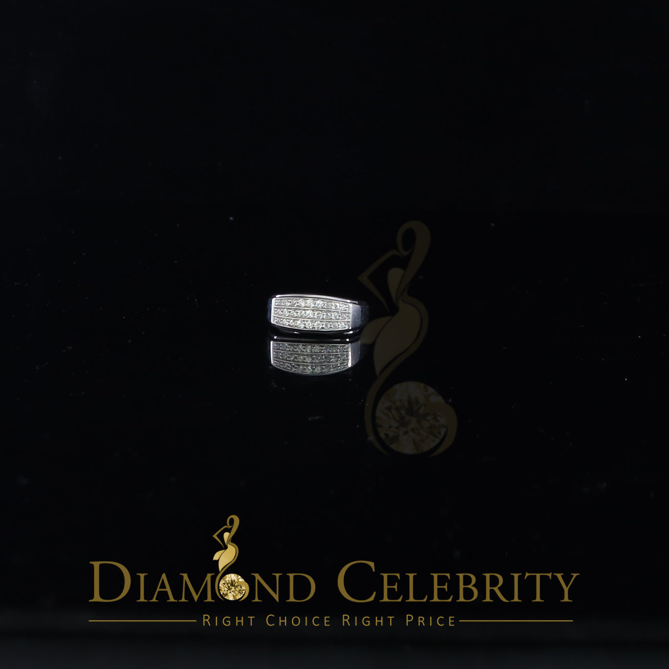 DiamondCelebritees Diamond Celebrity 925 White Sterling Silver 27 Cubic Zirconia Mens Ring Size 8.5