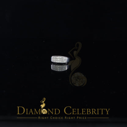 DiamondCelebritees Diamond Celebrity 925 White Sterling Silver 27 Cubic Zirconia Mens Ring Size 8.5