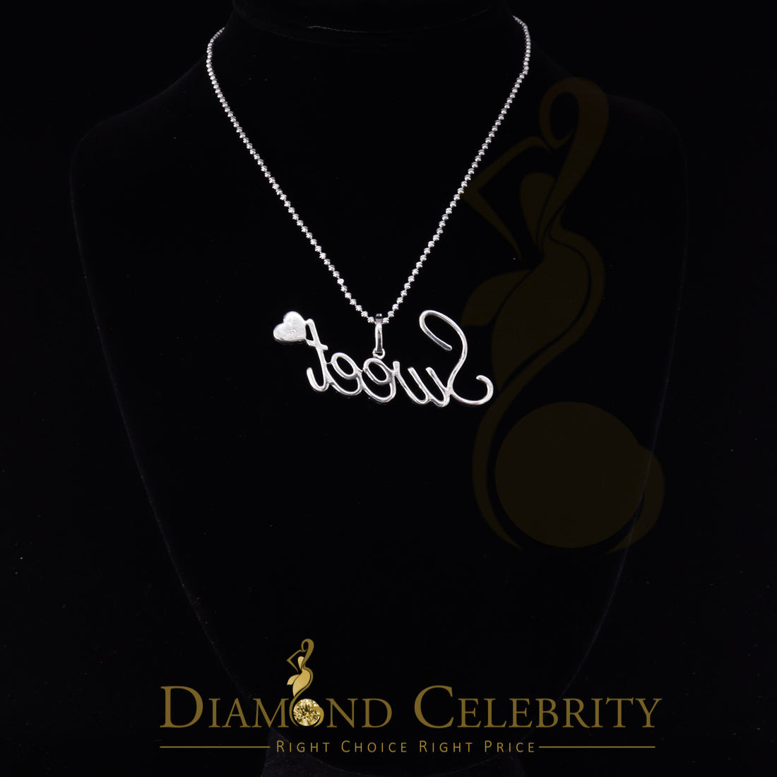 DiamondCelebritees White 925 Fancy Sterling Silver Sweet Tiny Heart Pendant 4.26ct Cubic Zirconia