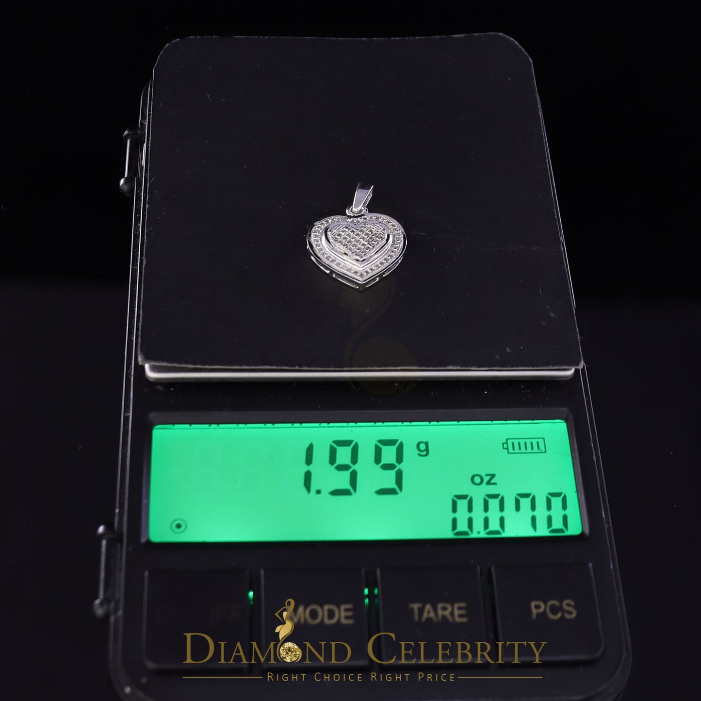 DiamondCelebritees  HEART Charm Real 0.25ct Diamond 925 Sterling Silver Necklace Pendant in White