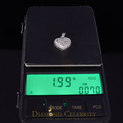 DiamondCelebritees  HEART Charm Real 0.25ct Diamond 925 Sterling Silver Necklace Pendant in White
