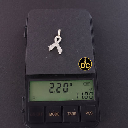 DiamondCelebritees 925 Silver Yellow Clear 0.50ct CZ Hope Ribbon Pendant for Breast Cancer Support