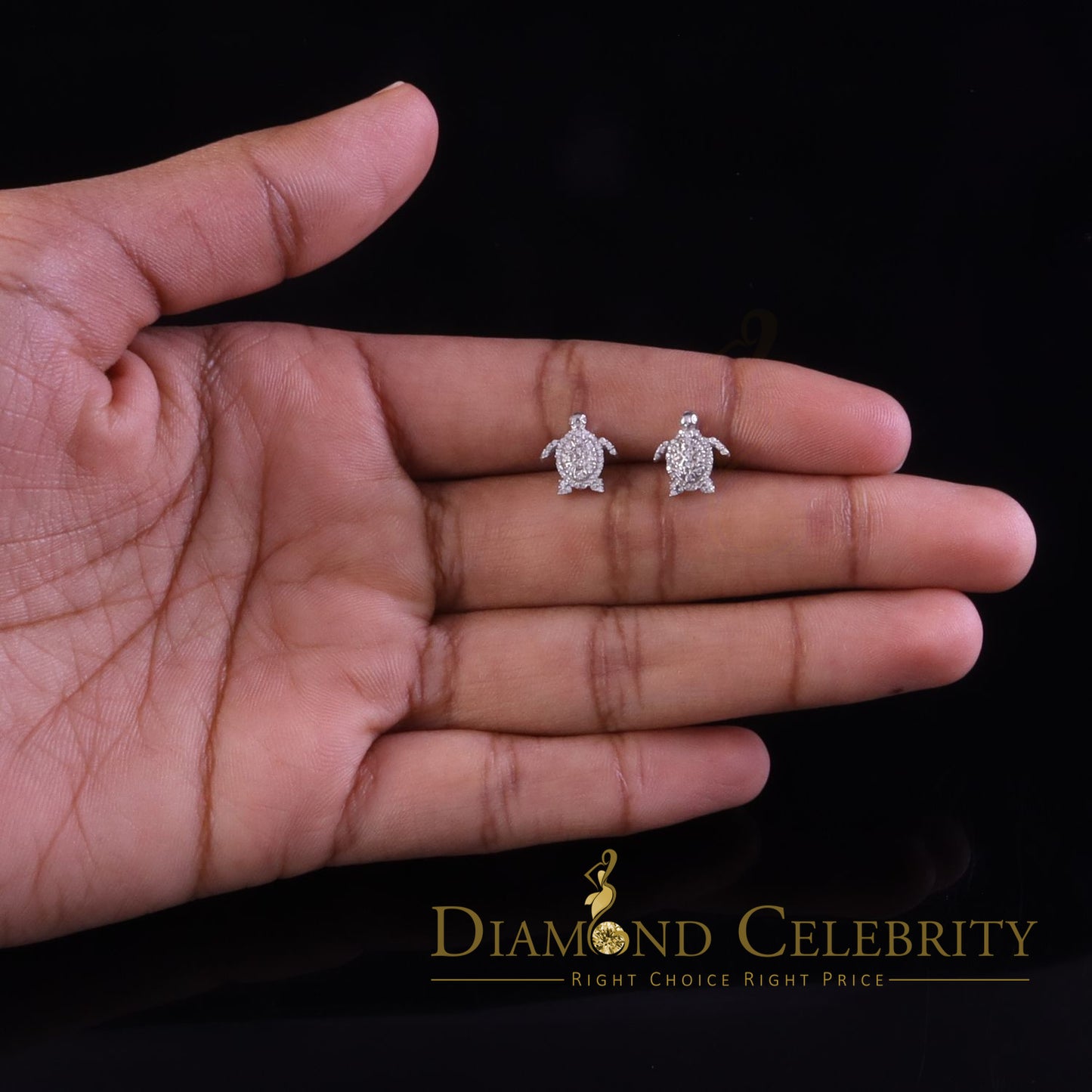 DiamondCelebritees  925 Sterling White Silver 0.50ct Cubic Zirconia Turtle Earrings Women & Men's