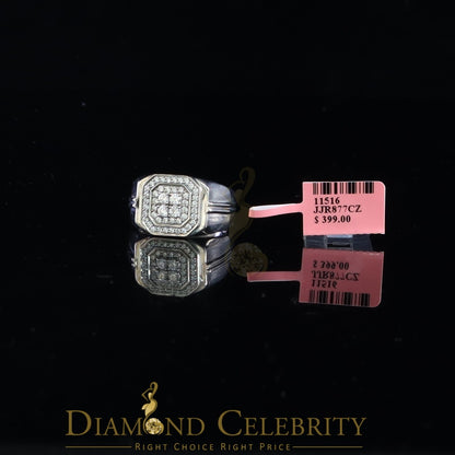 DiamondCelebritees Men's 925 Sterling White Silver Octagon 1.50ct Cubic Zirconia Ring Size 12