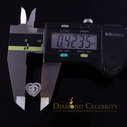 DiamondCelebritees  1.07ct Cubic Zirconia 925 White Sterling Silver Women's Hip Hop Heart Earrings