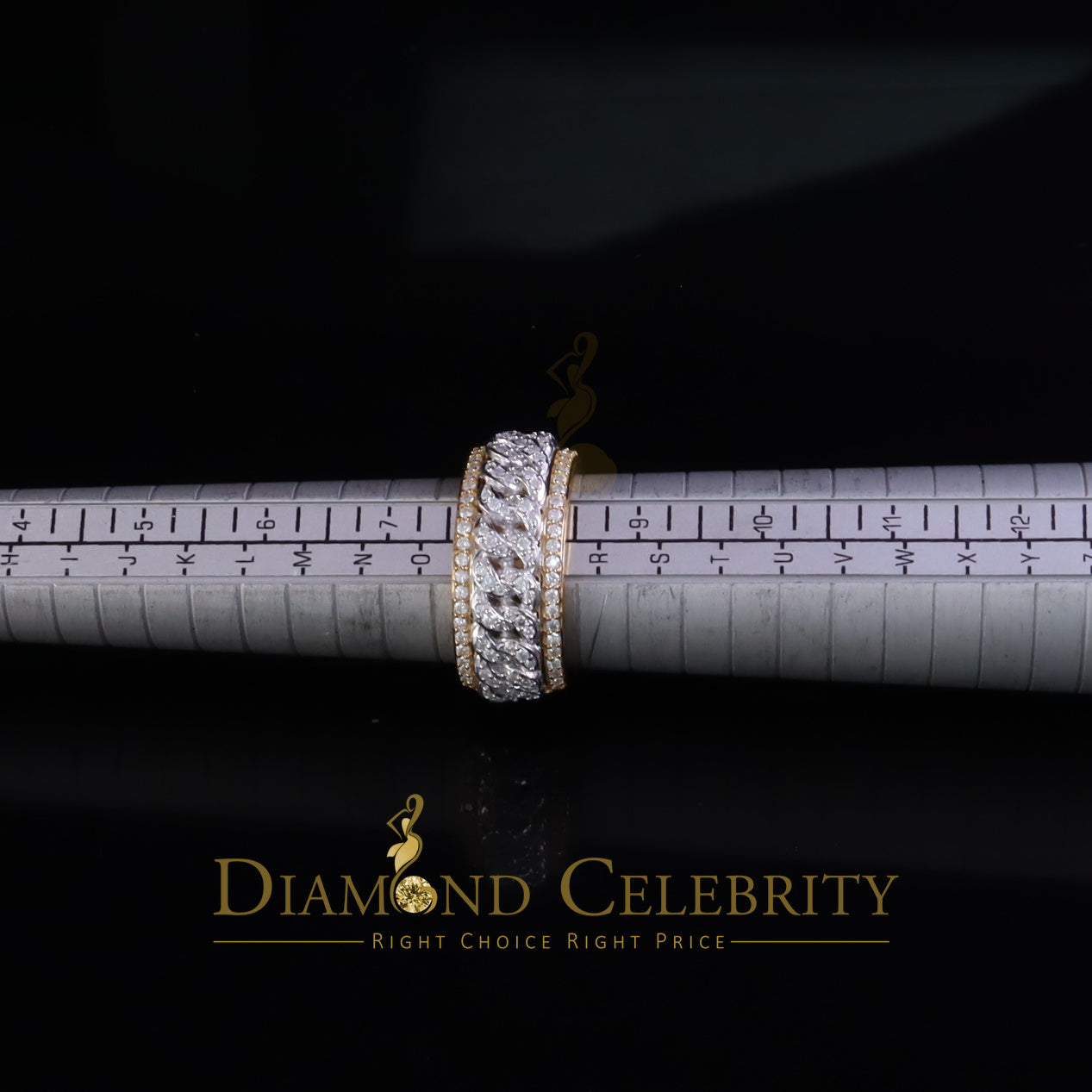 DiamondCelebritees 1.50ct VVS 'D' Silver Yellow For Men's & Women's Band Moissanite Ring Size 8