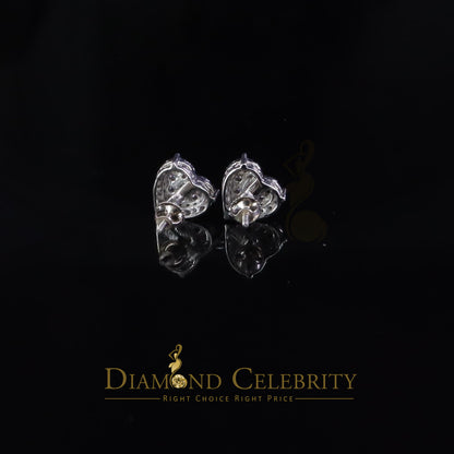 DiamondCelebritees  1.18ct Cubic Zirconia 925 White Sterling Silver Women's Hip Hop Heart Earrings