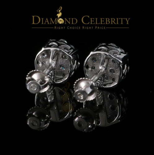DiamondCelebritees  925 White Silver Sterling 0.87ct Cubic Zirconia Round Women's Stud Earrings