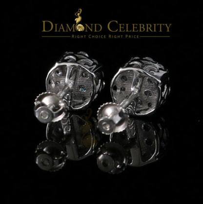 DiamondCelebritees  925 White Silver Sterling 0.87ct Cubic Zirconia Round Women's Stud Earrings