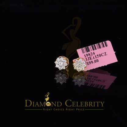 DiamondCelebritees  Yellow 925 Silver Cubic 0.14ct Zirconia Women's & Men's Hip Hop Flower Earrings